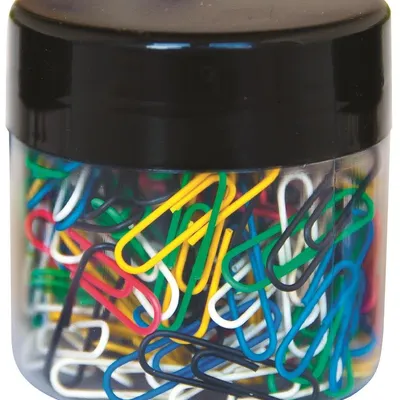 Spinacze Okrągłe Q-Connect 28mm 150Szt. W Plastkowym Słoiku Mix Kolorów