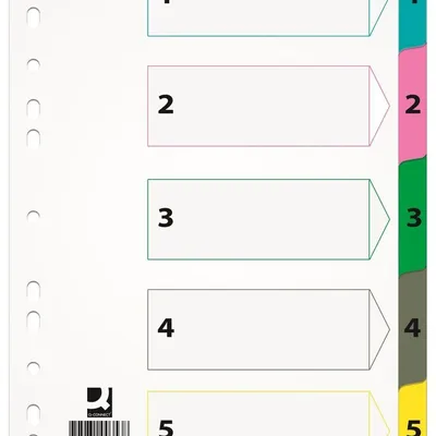 Przekładki Pap. A4 Numeryczne 1-5 Białe /Q-Connect