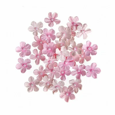 Kwiaty Papierowe Z Perełką 2cm 32szt. Różowe / DpCraft