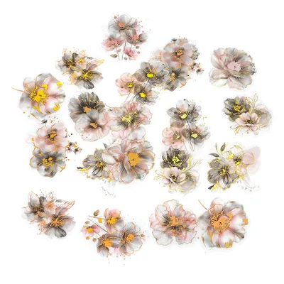 Naklejki Połyskujące Pet Kwiaty 20szt. Gray Powder /DpCraft