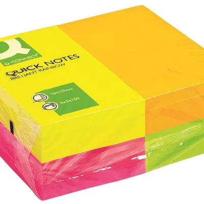 Bloczek Samoprzylepny Q-Connect Rainbow 127X76mm 4X3X80 Kart. Neon Mix Kolorów