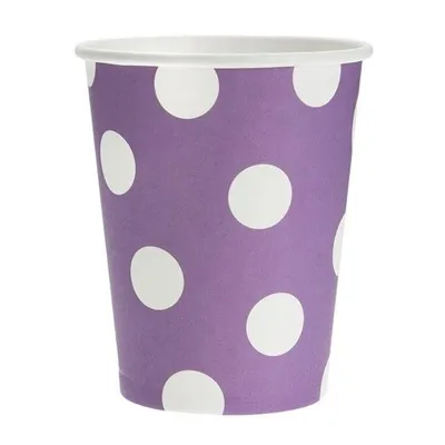 Kubeczki papierowe Groszki Lawendowe 2577U, 270ml/6 szt. /GoDan