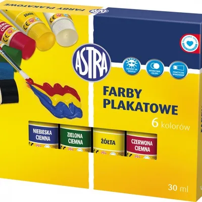 Farby Plakatowe 6 kol. 30ml Tubki [83119900] /Astra