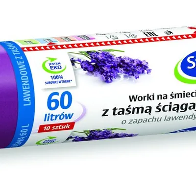 Worki Na Śmieci 60L A'10 z Taśmą Ściągającą Lawendowe /Stella