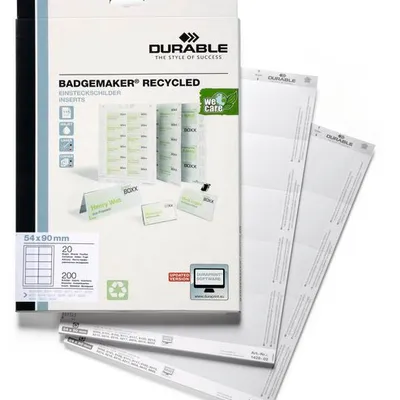 Wkłady Do Identyfikatorów Badgemaker 54x90mm Recykl. 240szt. Białe /Durable 142802