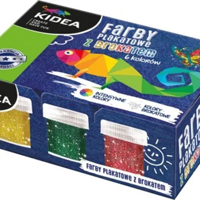 Farby Plakatowe 6 kol. 20ml Brokat Kidea /Derform