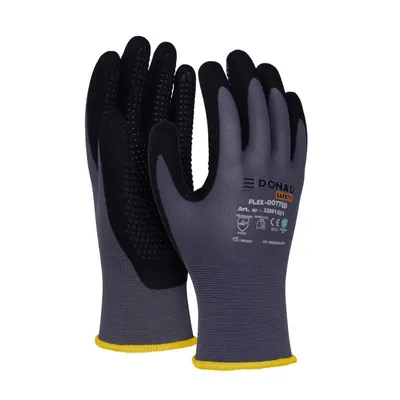Rękawice Donau Safety Flex-Dotted Kat. II Rozm. 8 Szare /DONAU SAFETY