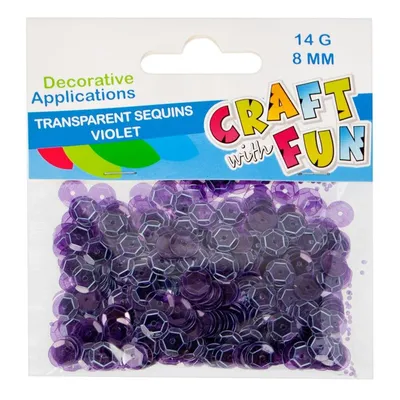 Cekiny transparentne okrągłe 8 mm fiolet /Craft With Fun 439328