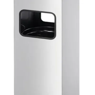 Kosz Na Śmieci Metalowy Kwadratowy 17 Litrowy z Popielnicą Srebrny /Durable 333123