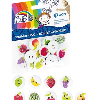 Ozdoby drewniane FIORELLO GR-WD607 guziki owoce 20 szt.