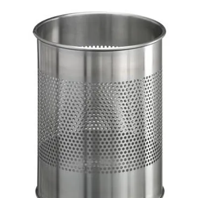Kosz na śmieci, okrągły 15, metal szczotkowany 338123 /Durable