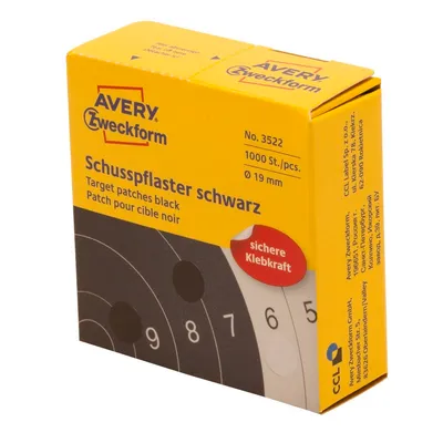 Naklejki do Tarcz Strzelniczych Avery śr. 19mm A'1000 Czarne No.3522