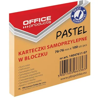 Bloczek Samoprzylepny 76x76 Pomarańczowy Pastel /Office Products