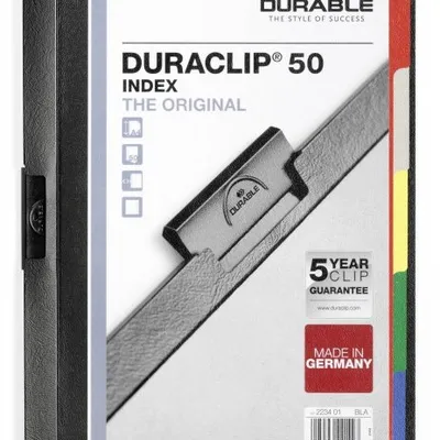 Skoroszyt Zaciskowy A4 Duraclip z 5 Indeksami 50 Kartek Czarny /Durable 223401