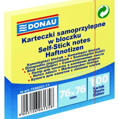 Bloczek Samop. 76x76 Żółty /Donau