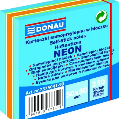 Bloczek Samoprzylepny 50x50 250k 4kol. Neon (niebieski) /Donau