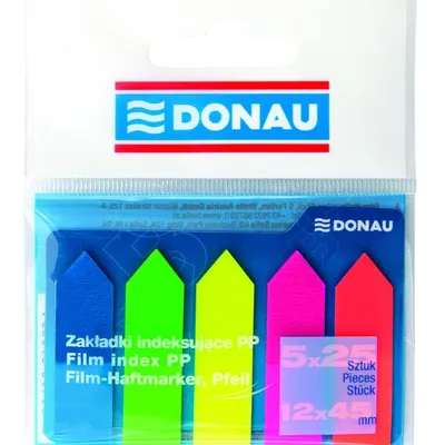 Zakładki Indeksujące Donau PP 12X45mm Strzałka 5X25 Kart. Mix Kolorów