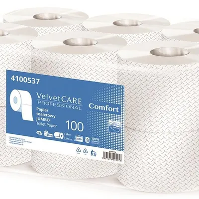 Papier Toaletowy Celulozowy Velvet Professional Jumbo 2-Warstwowy 800 Listków 100M 12Szt. Biały