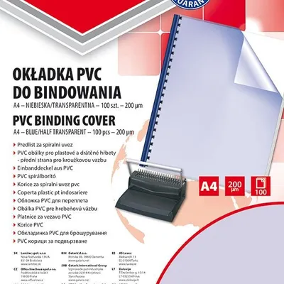 Okładki Do Bindowania Office Products PVC A4 200 mikr. 100Szt. Niebieskie Transparentne