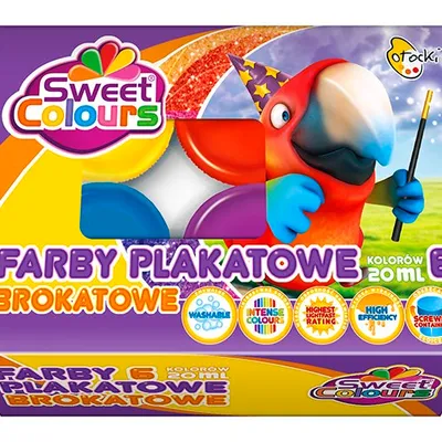Farby Plakatowe 6 kol. 20ml Brokatowe Sweet Colours / Otocki