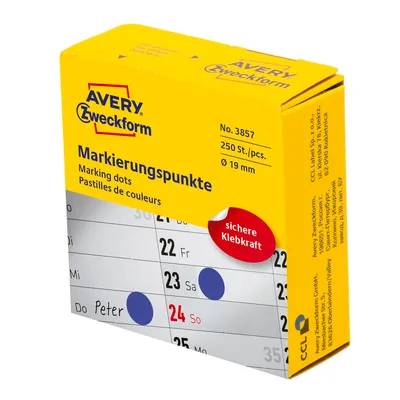Kółka samop. Avery 800szt. Śr. 19, niebieski, 3857