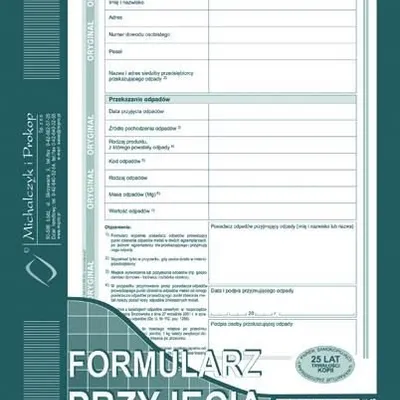 Formularz Przyjęcia Odpadów Metali A5 Offset E03-3 /MiP