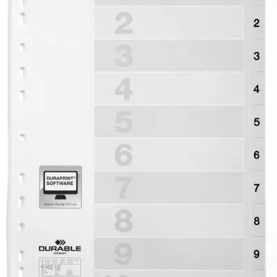 Przekładki A4 PP 1-10 Białe /Durable 616202