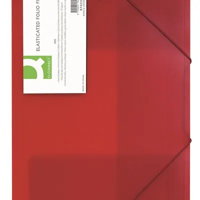 Teczka Z Gumką Q-Connect PP A4 400 mikr. 3-Skrz. Transparentna Czerwona