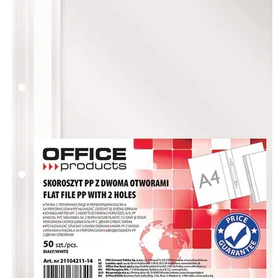 Skoroszyt Office Products PP A4 2 Otwory 100/170 mikr. Wpinany Biały