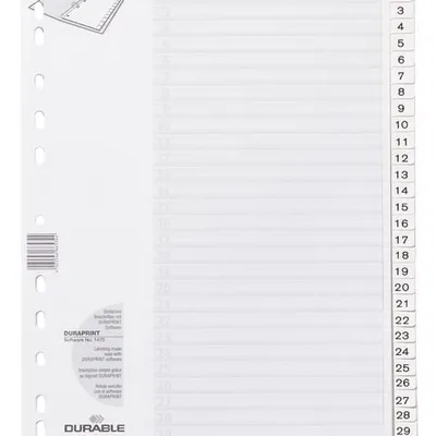 Przekładki do Segregatorów 1-31 Strona Tytułowa PP A4 Białe /Durable 616002