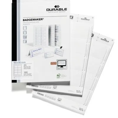 Wkłady Do Identyfikatorów Badgemaker 60x90mm 160szt. Białe /Durable 145602