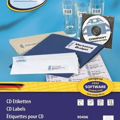 Etykiety Samoprzylepne na CD Economy Europe100 by Avery 117mm 2/A4 A'25 No.90406