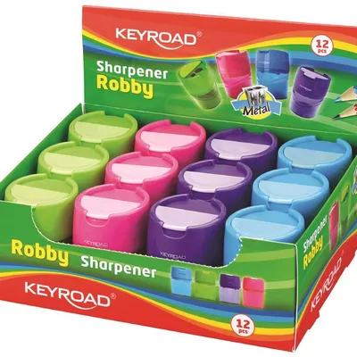 Temperówka Keyroad Robby Aluminiowa Podwójna Z Pojemnikiem Mix Kolorów