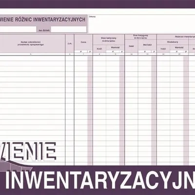 Zestawienie Różnic Inwentaryzacyjnych 2/3 A3 Wielok. 343-0 /MiP