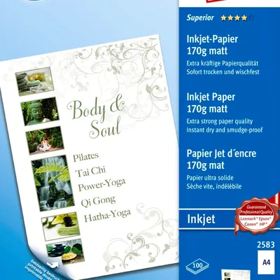 Papier Fotograficzny Obustronnie Powlekany 170g 100szt. Avery 210x297 Biały Matowy No.2583