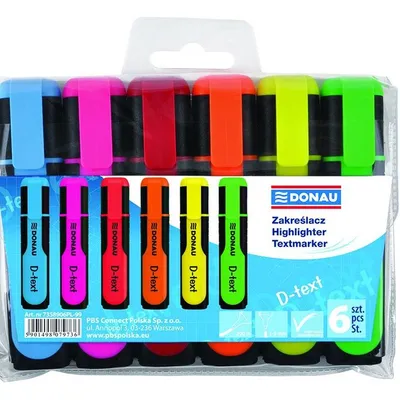 Zakreślacze Donau D-Text 6kol. Etui