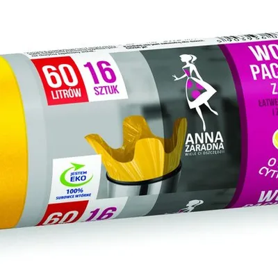 Worki na śmieci z uszami ANNA ZARADNA zapach cytrusów 60 l 16 szt. żółty