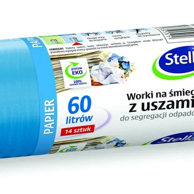 Worki z uszami STELLA do segregacji odpadów papierowych 60 l 14 szt. niebieskie niebieski