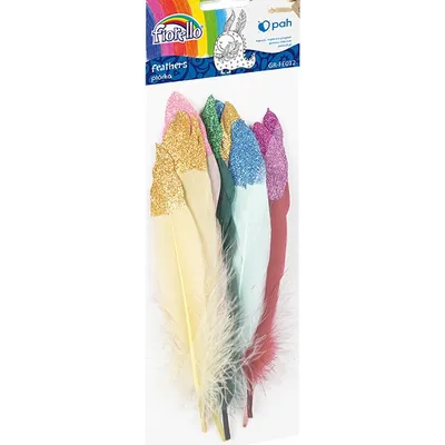 Piórka FIORELLO GR-FE012 z brokatem kolorowe 10-15 cm 10 szt.