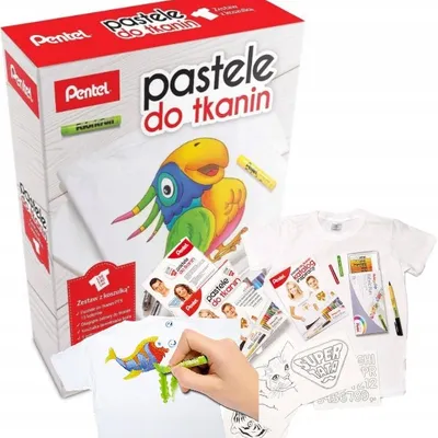 Zestaw Pastele Do Tkanin PTS15 + Koszulka + Szablony /Pentel