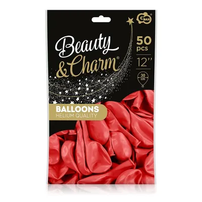 Balony Beauty&Charm, metaliki czerwone 12"/ 50 szt. /GoDan