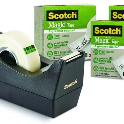 Taśma Biurowa Scotch Magic Greener Choice (9-1933R3C38) Matowa 19Mm 33M 3Szt. Podajnik C-38 Gratis