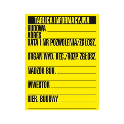 Znak TDC Budowlana Tablica Informacyjna /TDC