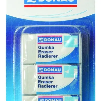 Gumka Uniwersalna Donau 41X21X11mm Blister - 3Szt. Biała