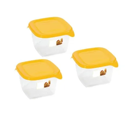 Zestaw Kwadratowych Pojemników Na Żywność Fresh&Go 3x1,2L Żółty Transparentny / Curver 182221