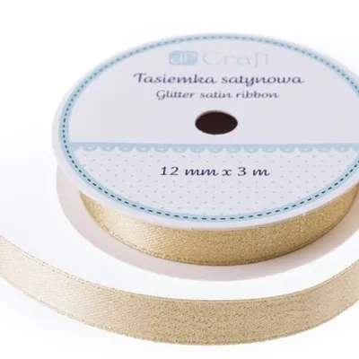 Tasiemka Satynowa z Brokatem - Anita'S - Złota 3M  / DpCraft