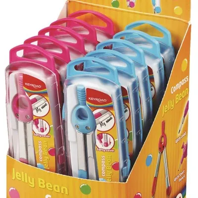 Cyrkiel Keyroad Jelly-Bean Metalowy W Etui Pakowane W Display Mix Kolorów