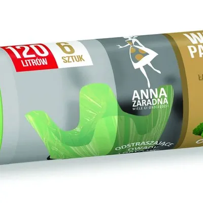 Worki na śmieci z uszami ANNA ZARADNA zapach miętowy 120 l 6 szt. miętowy