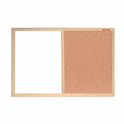 Tablica Duo Korkowo-Suchościeralna Magnetyczna Biała Rama Drewniana 60x40 cm /Memobe