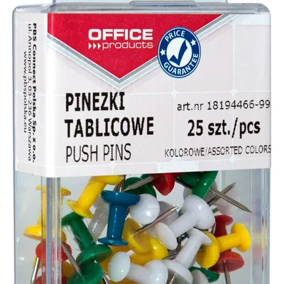 Pinezki Kolorowe Beczułki Office Products W Pudełku 25Szt. Mix Kolorów